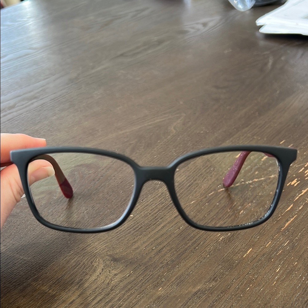 Stylish Ray-Ban Black Frame Glasses with Maroon Temples